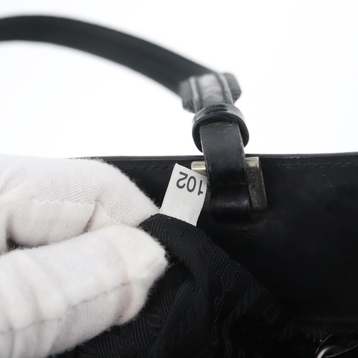 PRADA Tote Bag PVC Black Silver Auth 170971