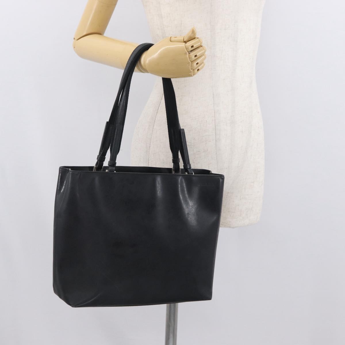 PRADA Tote Bag PVC Black Silver Auth 170971