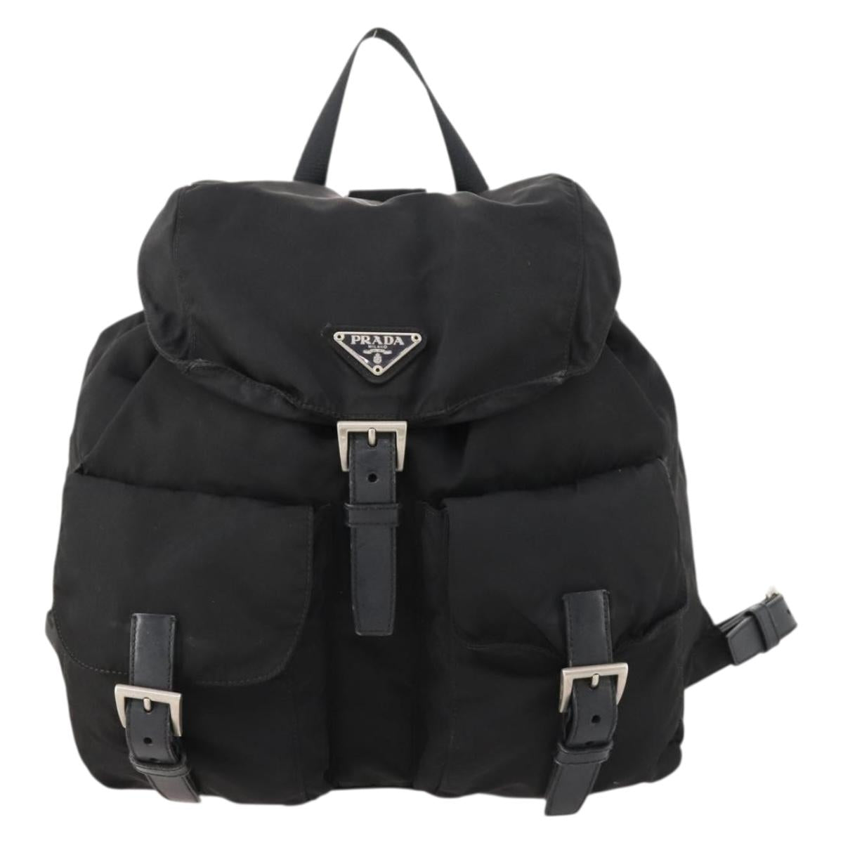 PRADA Backpack Nylon Black Silver Auth 170972