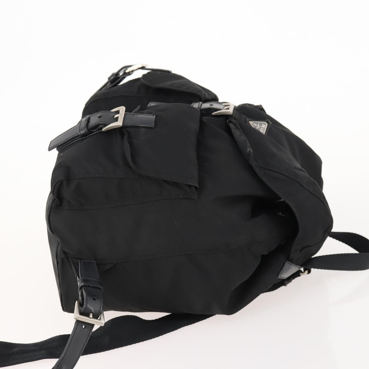 PRADA Backpack Nylon Black Silver Auth 170972
