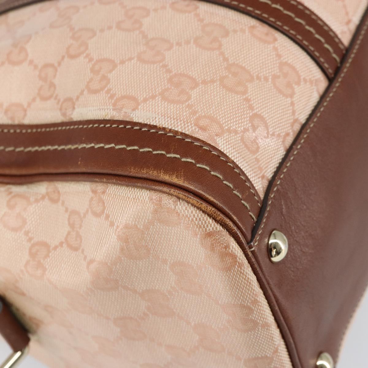 GUCCI GG Crystal Boston Bag Coated Canvas Pink Gold 181488 Auth 170991