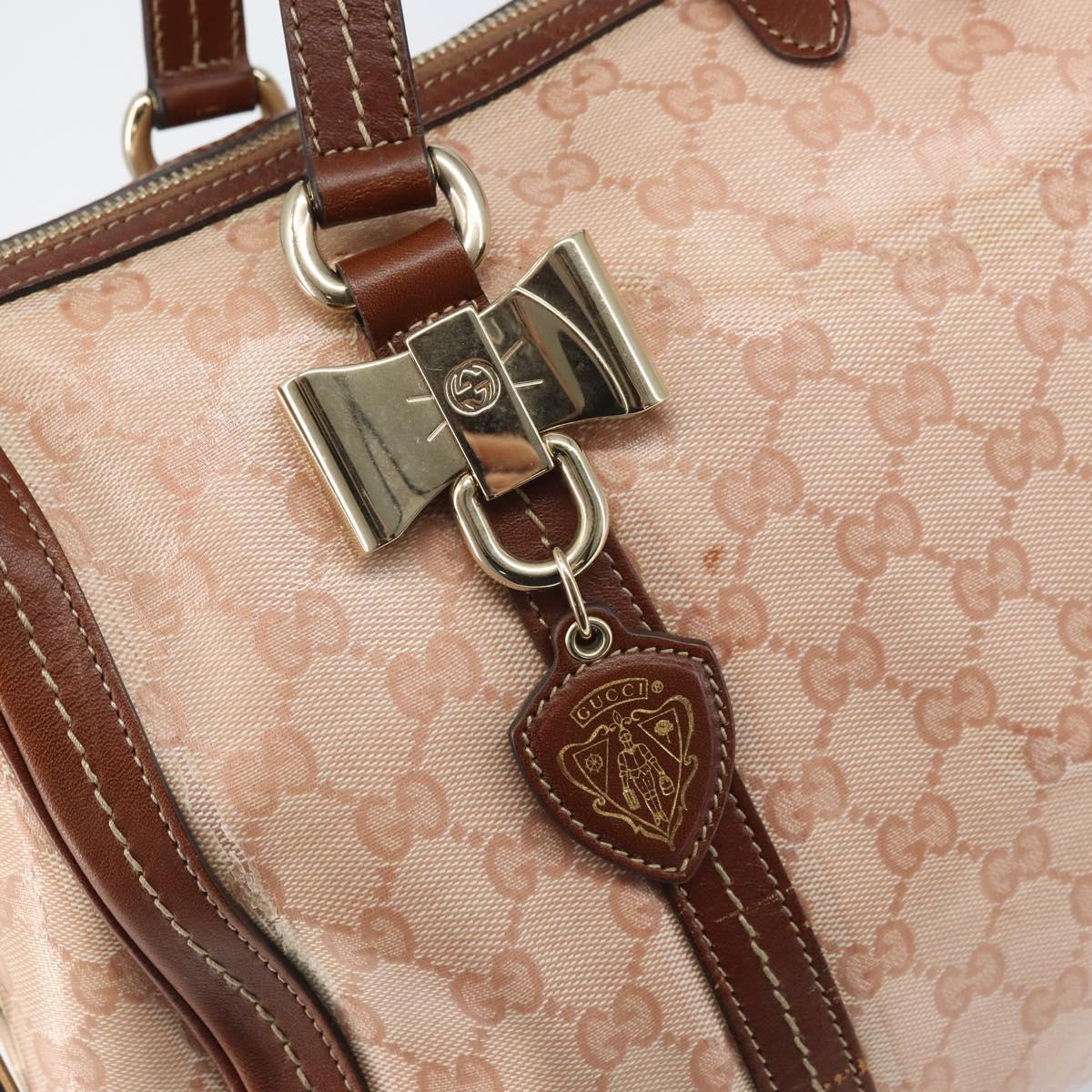 GUCCI GG Crystal Boston Bag Coated Canvas Pink Gold 181488 Auth 170991