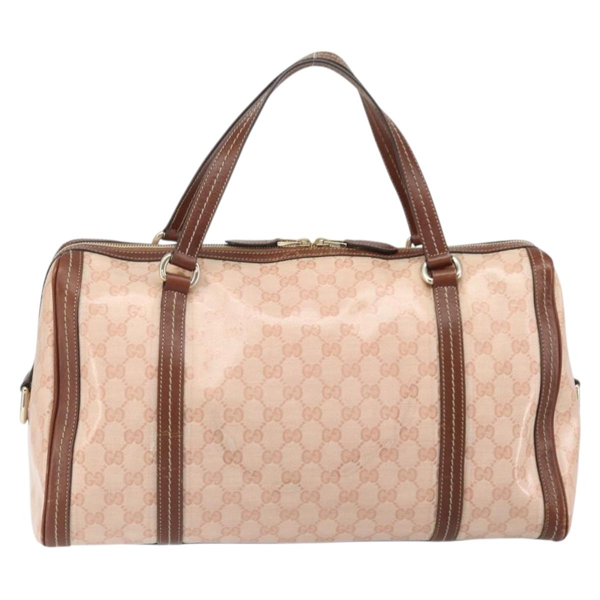 GUCCI GG Crystal Boston Bag Coated Canvas Pink Gold 181488 Auth 170991