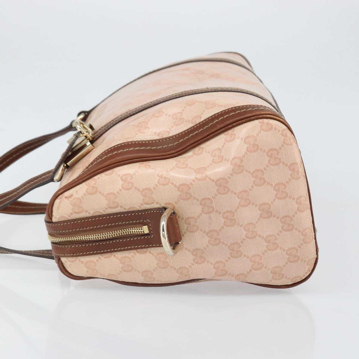 GUCCI GG Crystal Boston Bag Coated Canvas Pink Gold 181488 Auth 170991