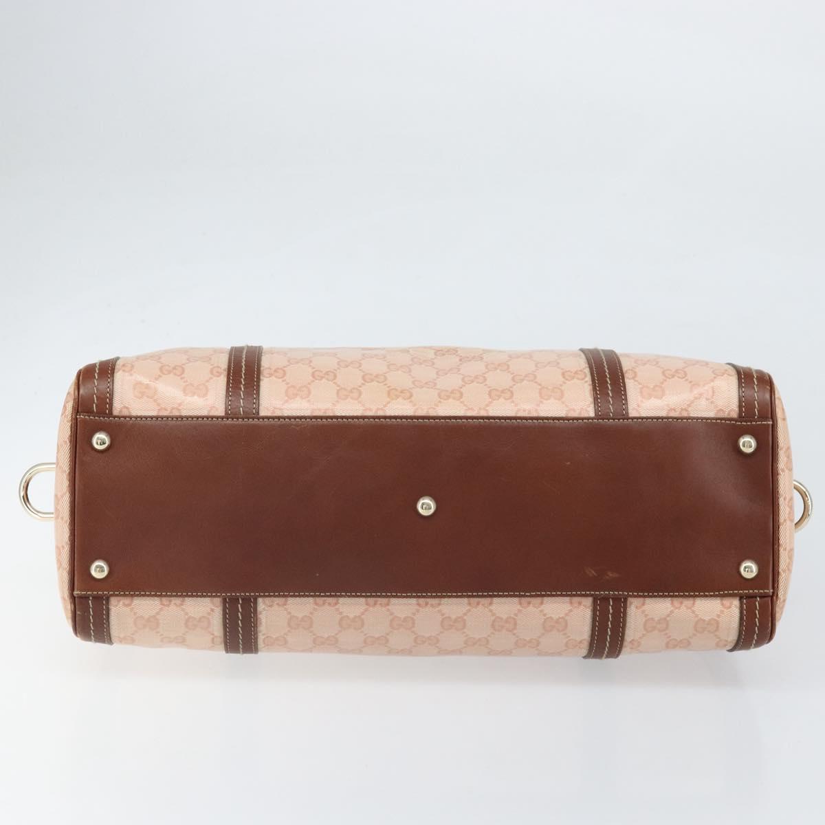 GUCCI GG Crystal Boston Bag Coated Canvas Pink Gold 181488 Auth 170991
