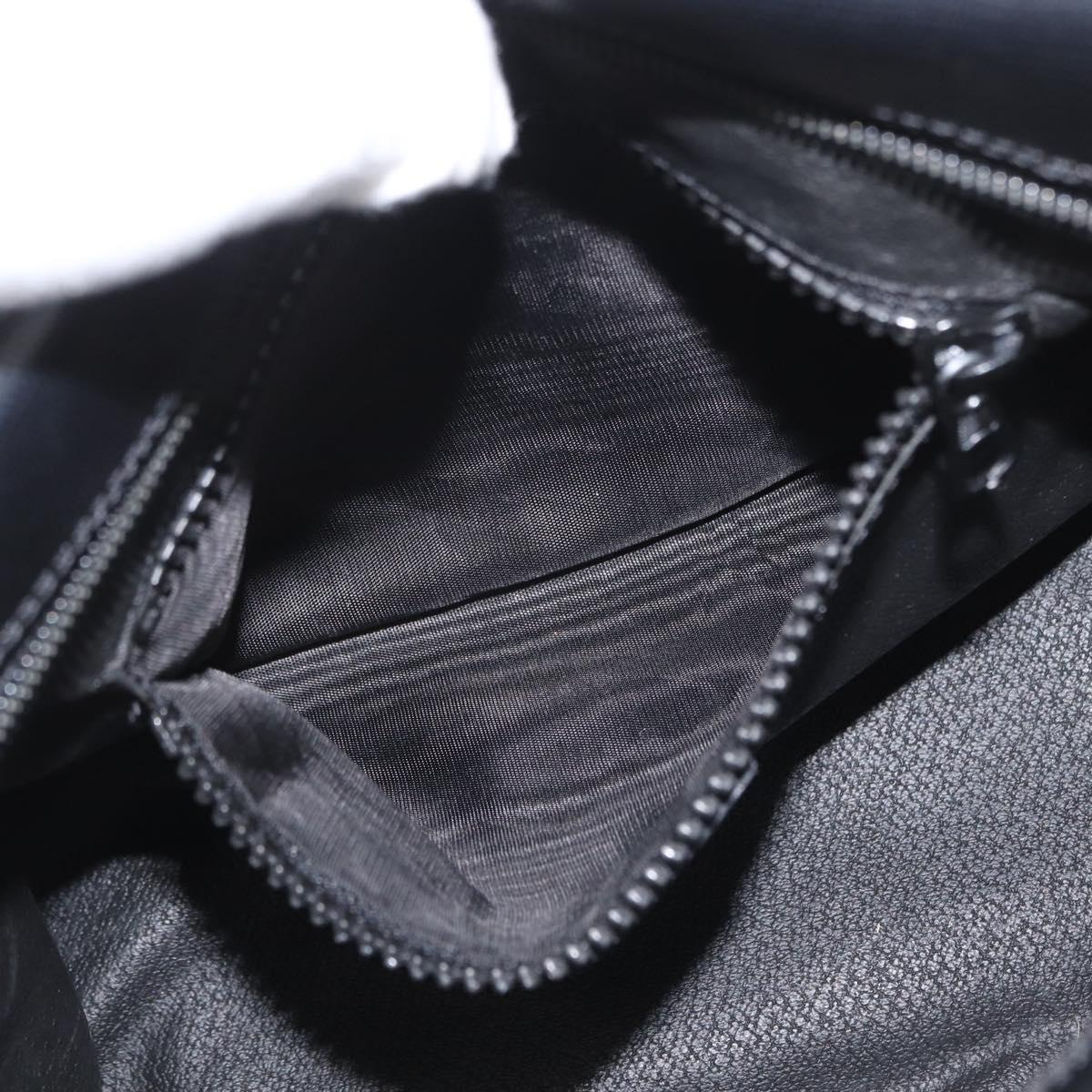 CELINE Circle Shoulder Bag Leather Black Gold Auth 170992