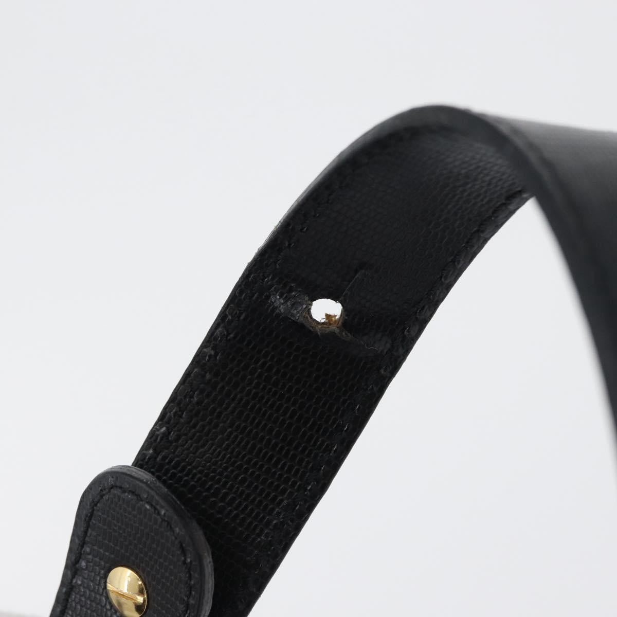 CELINE Circle Shoulder Bag Leather Black Gold Auth 170992