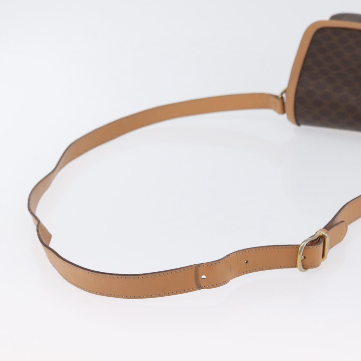 CELINE Macadam Canvas Shoulder Bag PVC Leather Brown Gold Auth 170993
