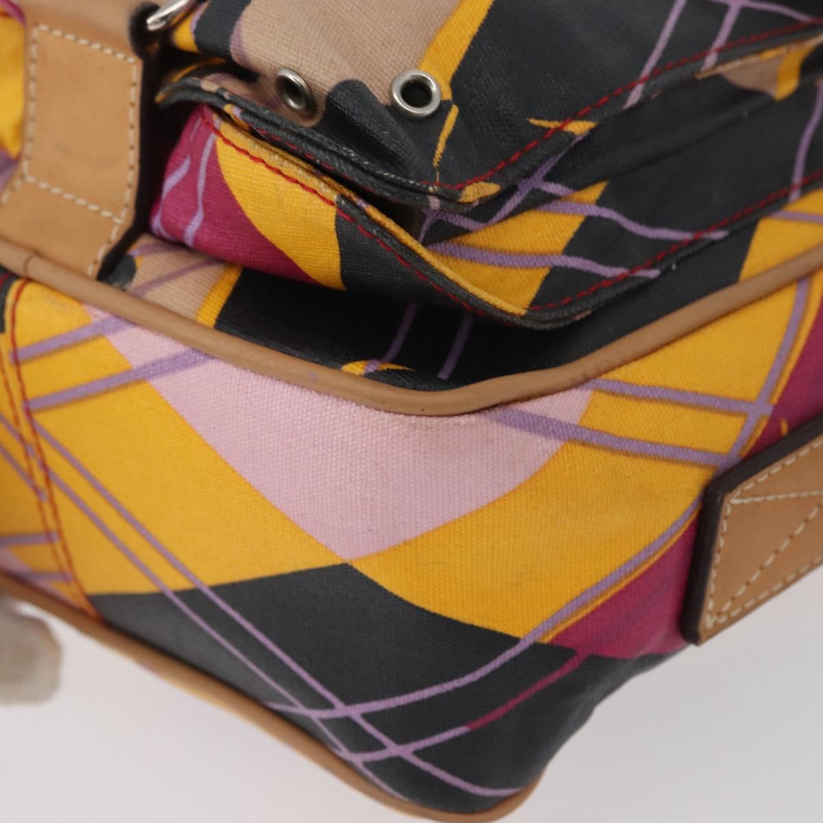 Christian Dior Shoulder Bag Coated Canvas Multicolor Silver Auth 170996