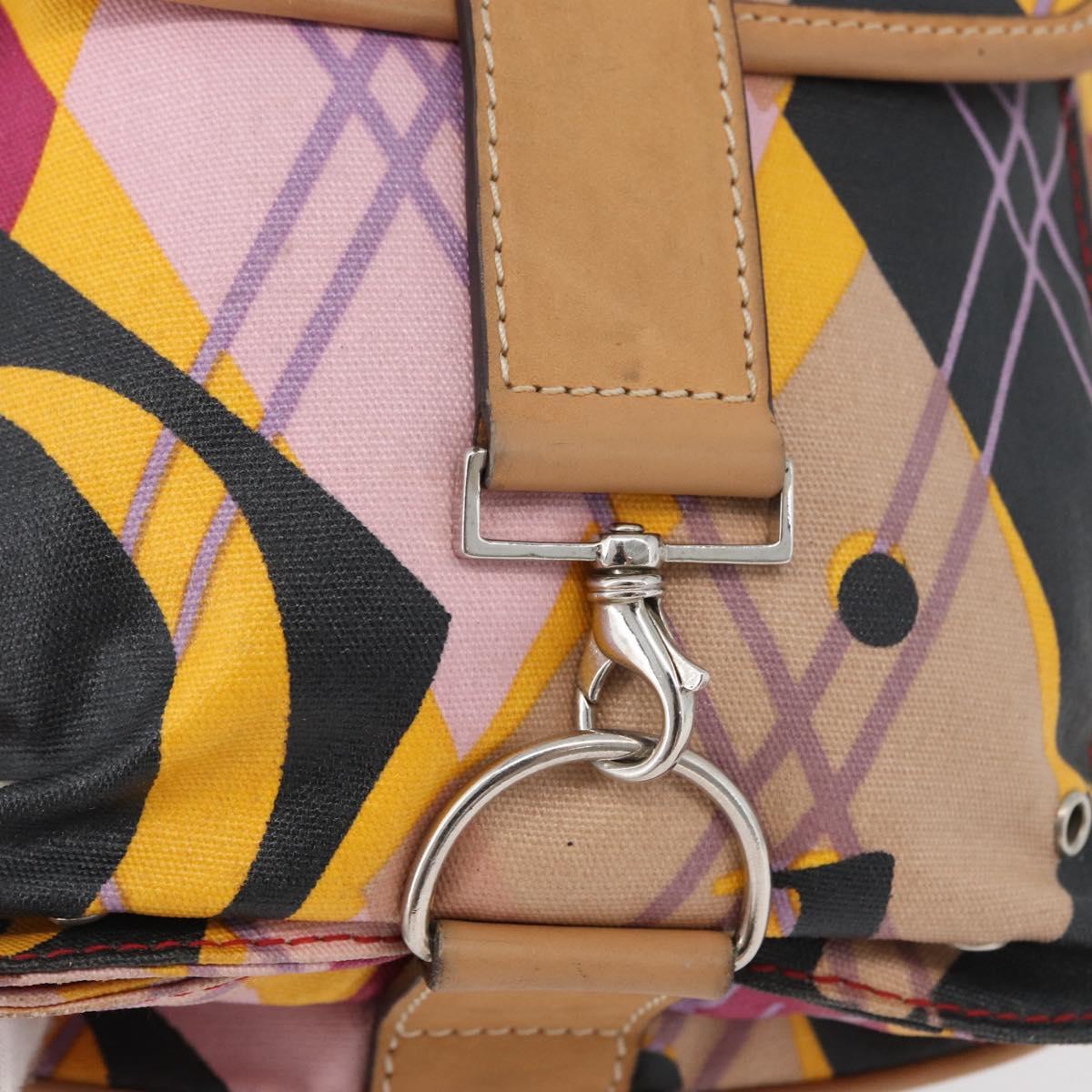Christian Dior Shoulder Bag Coated Canvas Multicolor Silver Auth 170996