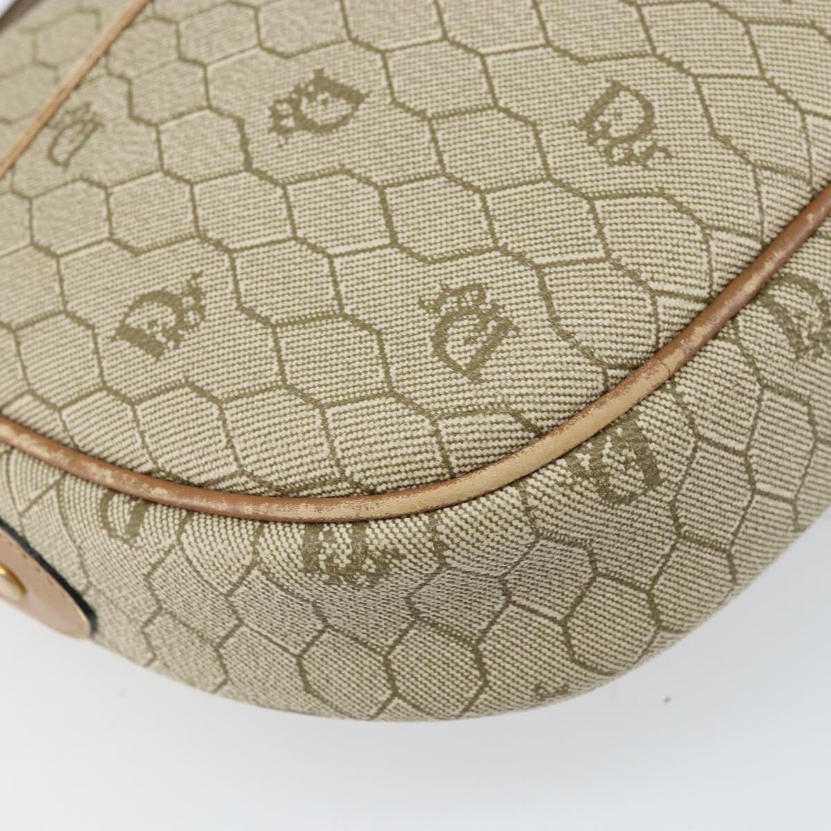 Christian Dior Honeycomb Canvas Shoulder Bag PVC Beige Gold Auth 170997
