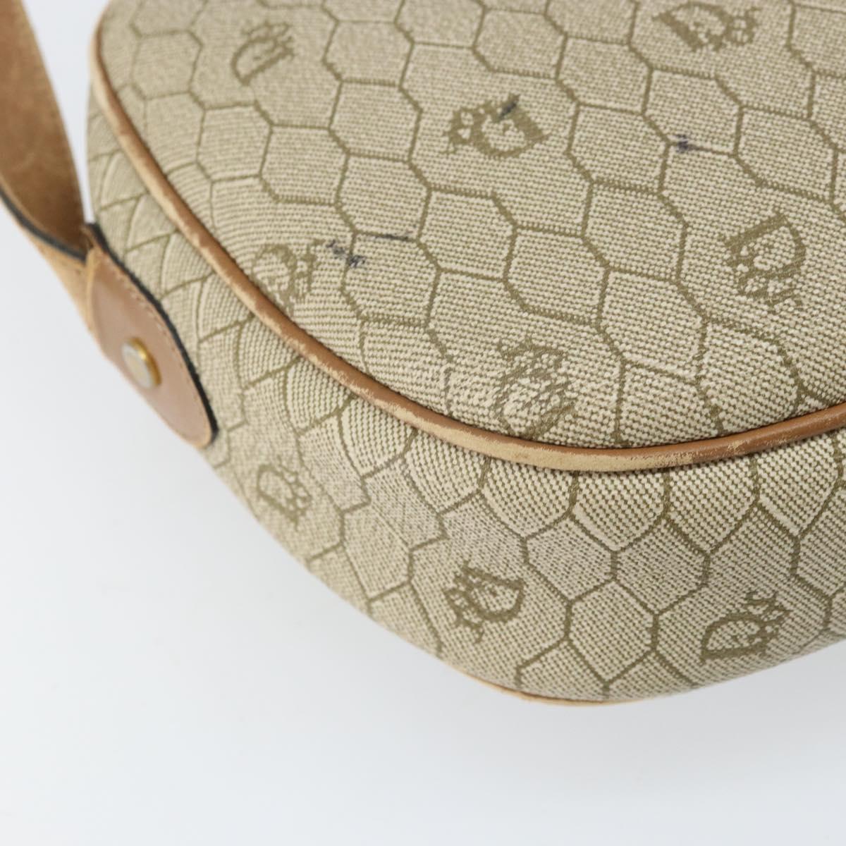 Christian Dior Honeycomb Canvas Shoulder Bag PVC Beige Gold Auth 170997