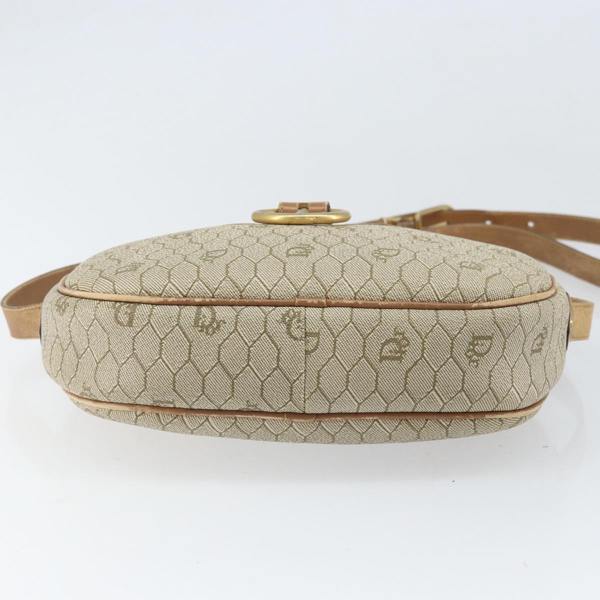 Christian Dior Honeycomb Canvas Shoulder Bag PVC Beige Gold Auth 170997