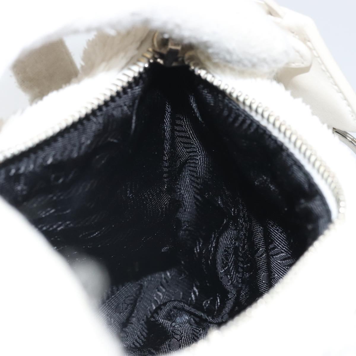 PRADA Hand Pouch Pile White Auth 171022
