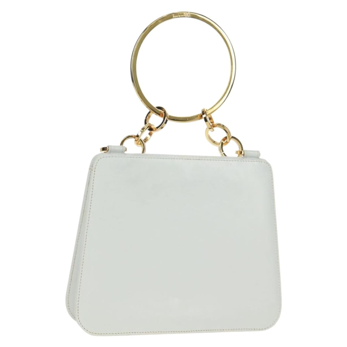 Salvatore Ferragamo Hand Bag Leather White Gold Auth 171023A