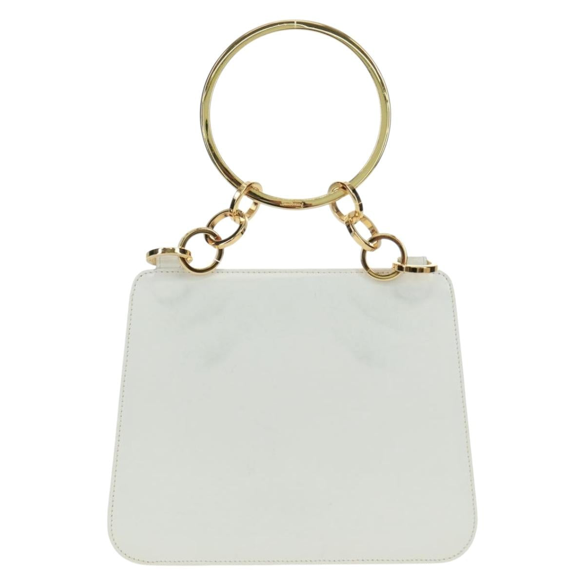 Salvatore Ferragamo Hand Bag Leather White Gold Auth 171023A