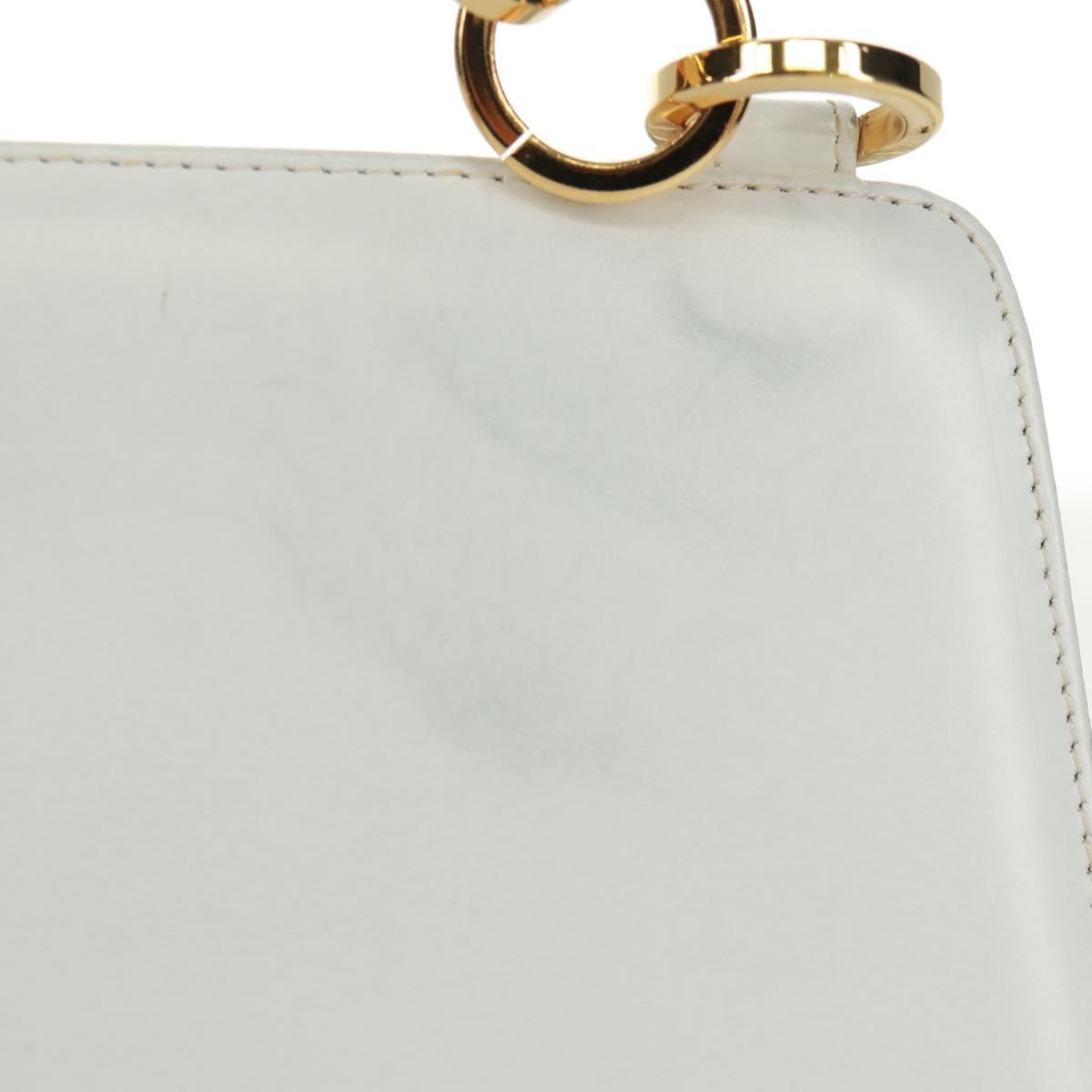Salvatore Ferragamo Hand Bag Leather White Gold Auth 171023A