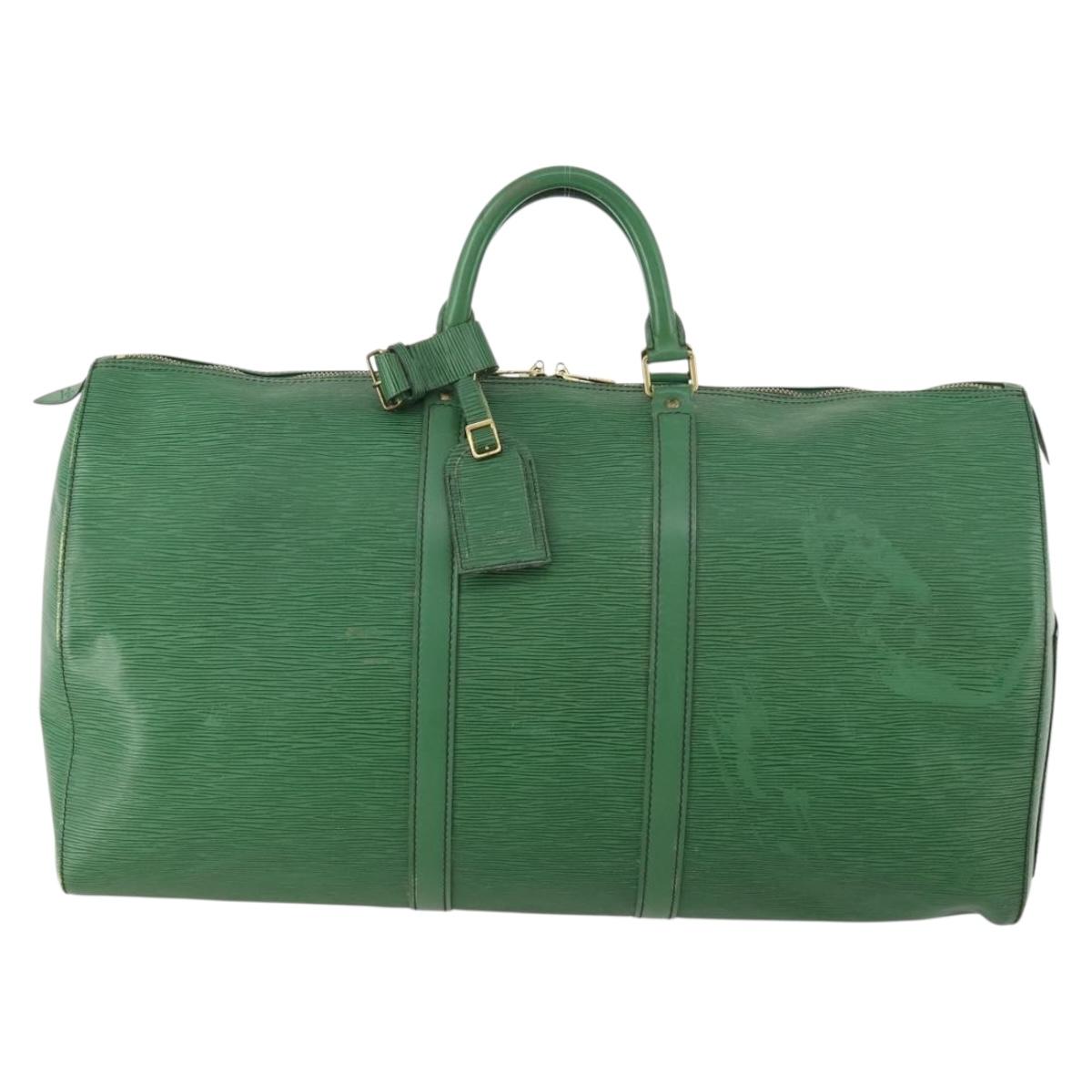 LOUIS VUITTON Epi Keepall 55 Boston Bag Green M42954 LV Auth 171031