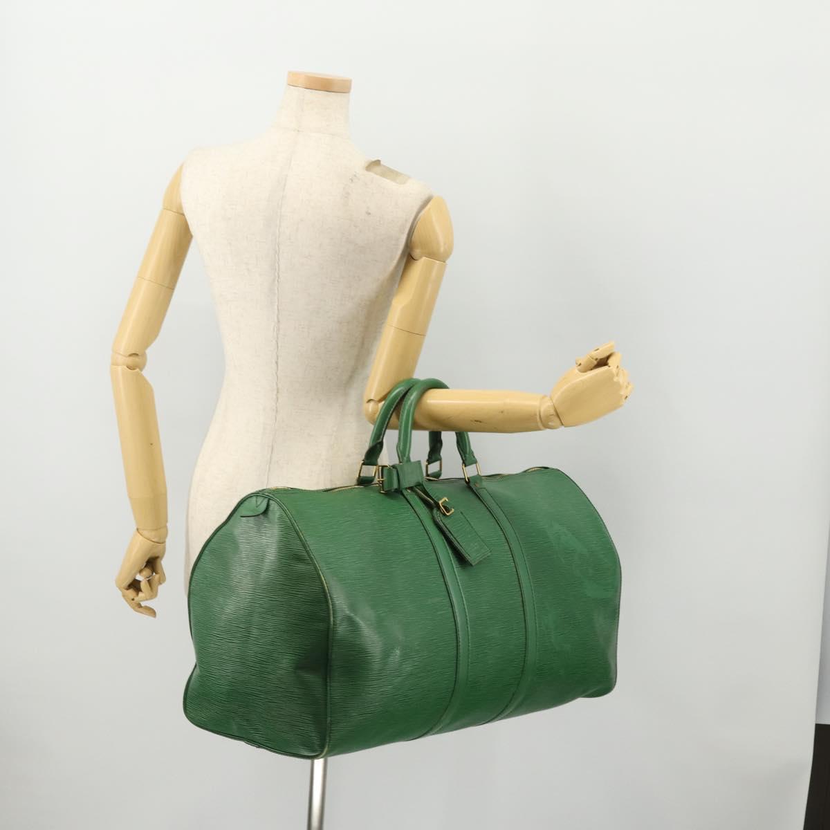 LOUIS VUITTON Epi Keepall 55 Boston Bag Green M42954 LV Auth 171031