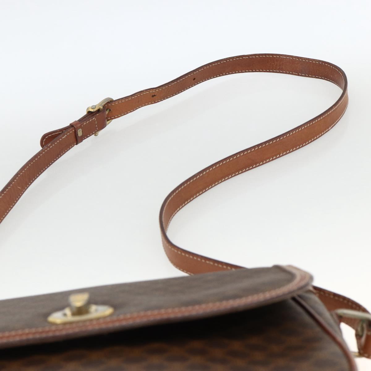 CELINE Macadam Canvas Shoulder Bag PVC Leather Brown Gold Auth 171040