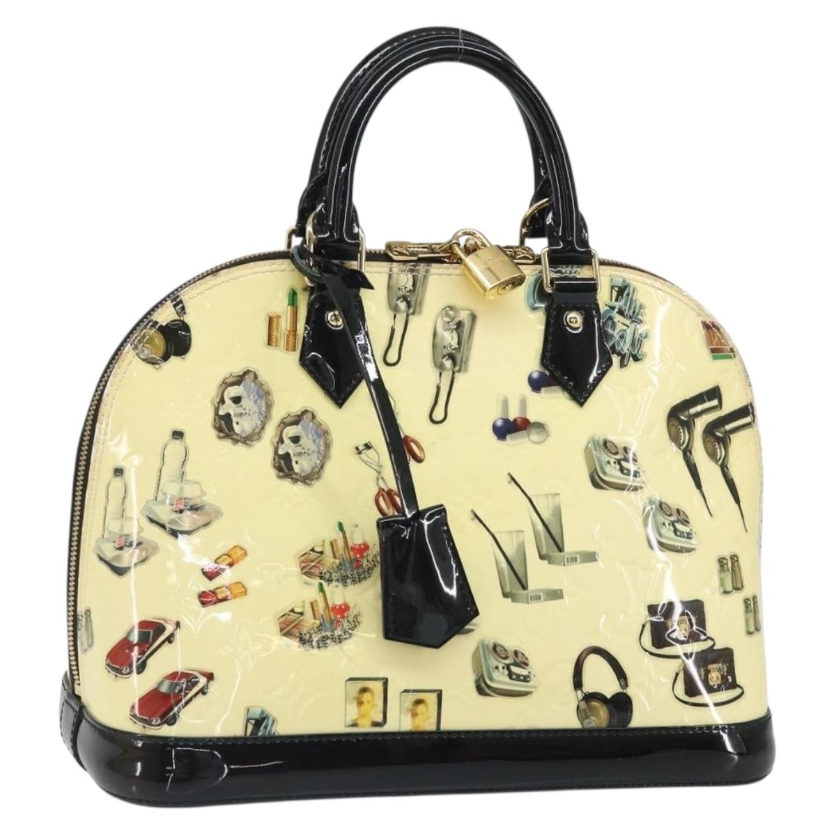 LOUIS VUITTON Vernis Sticker Print Alma PM Hand Bag White M50466 LV Auth 171045