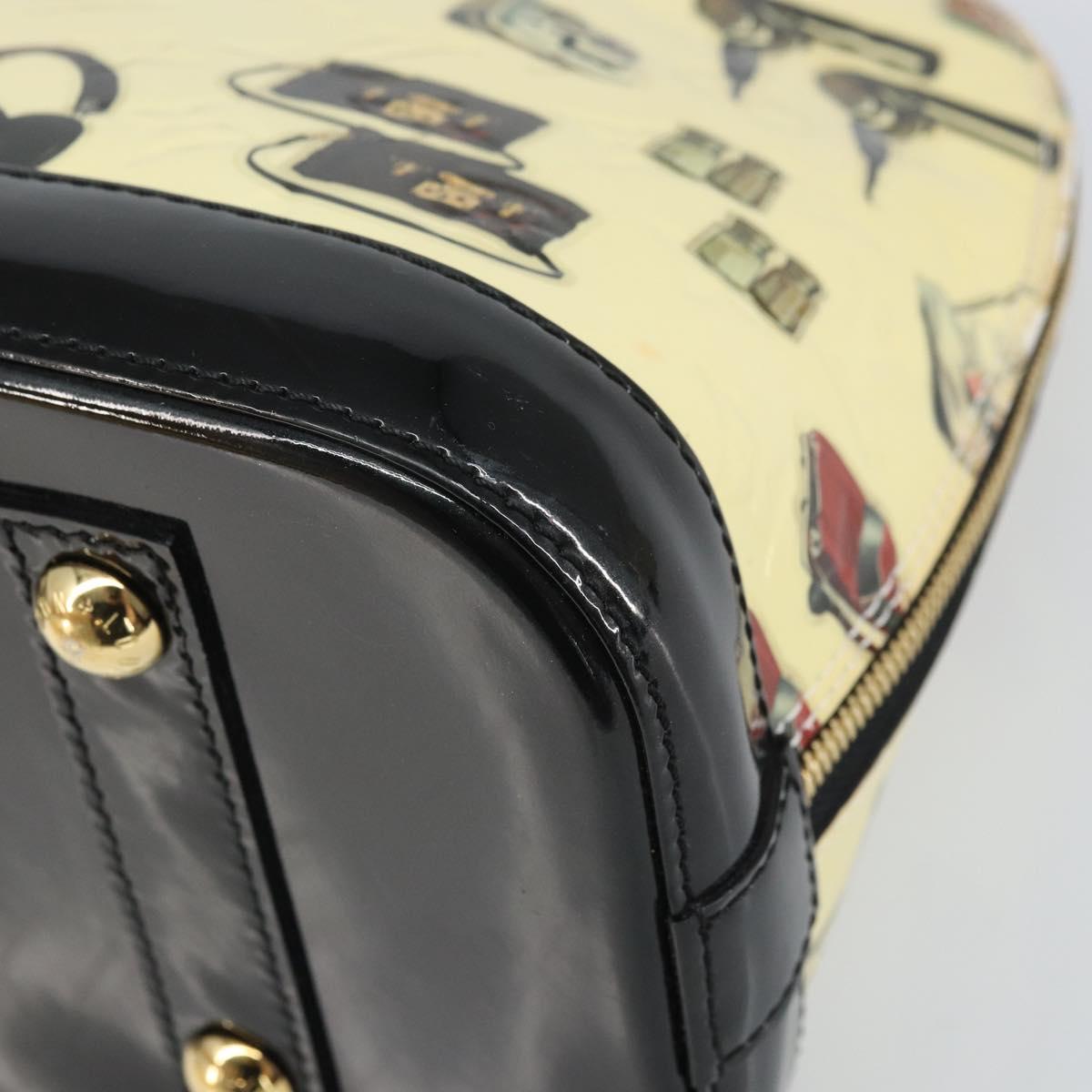 LOUIS VUITTON Vernis Sticker Print Alma PM Hand Bag White M50466 LV Auth 171045