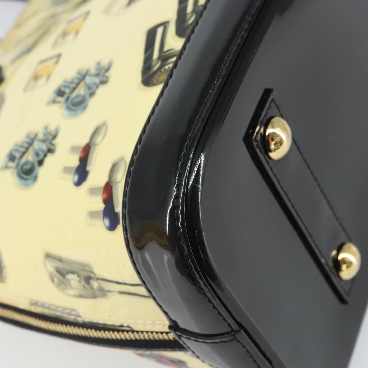 LOUIS VUITTON Vernis Sticker Print Alma PM Hand Bag White M50466 LV Auth 171045