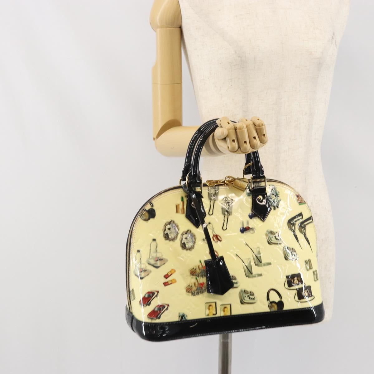 LOUIS VUITTON Vernis Sticker Print Alma PM Hand Bag White M50466 LV Auth 171045