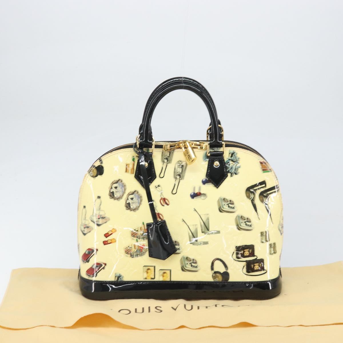 LOUIS VUITTON Vernis Sticker Print Alma PM Hand Bag White M50466 LV Auth 171045