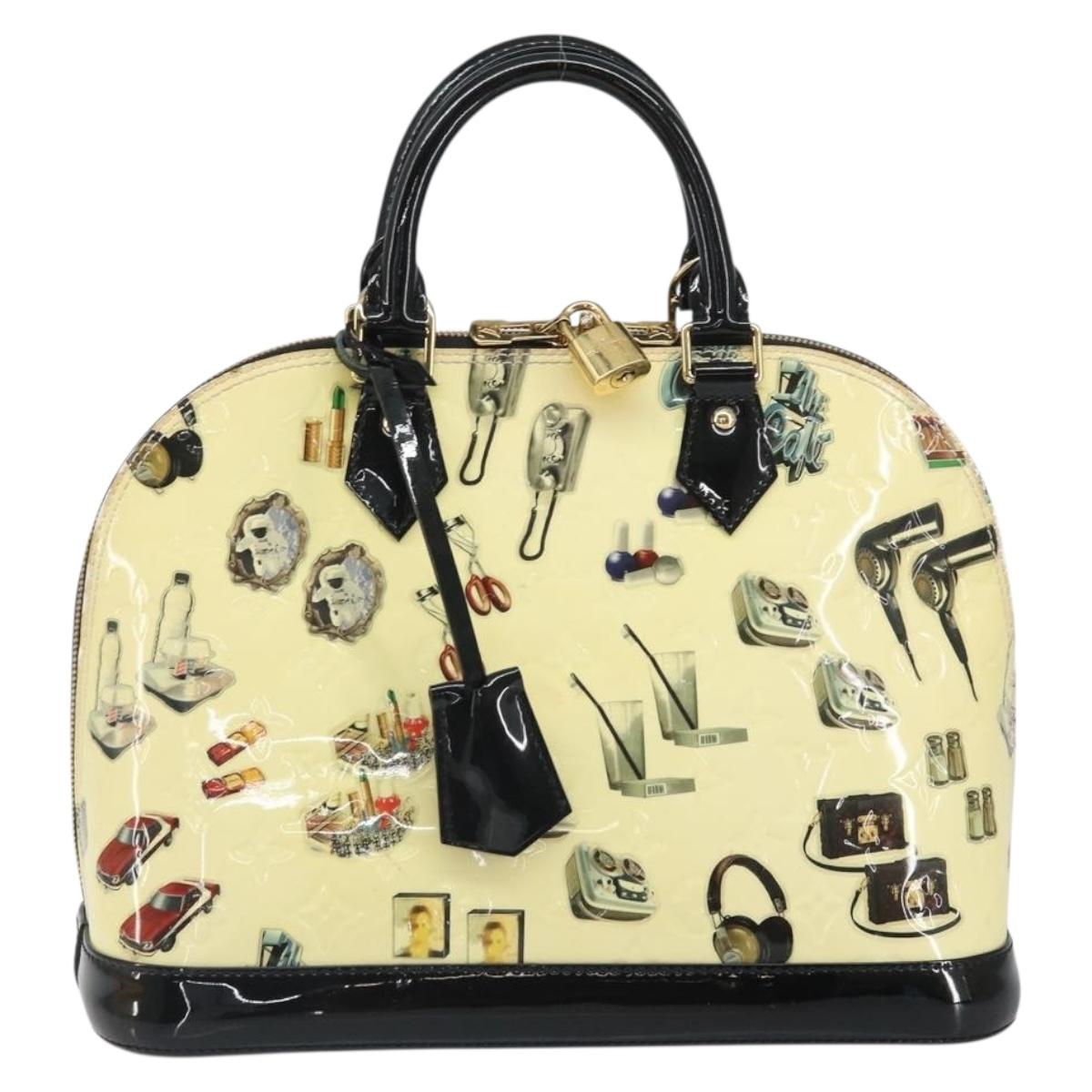 LOUIS VUITTON Vernis Sticker Print Alma PM Hand Bag White M50466 LV Auth 171045