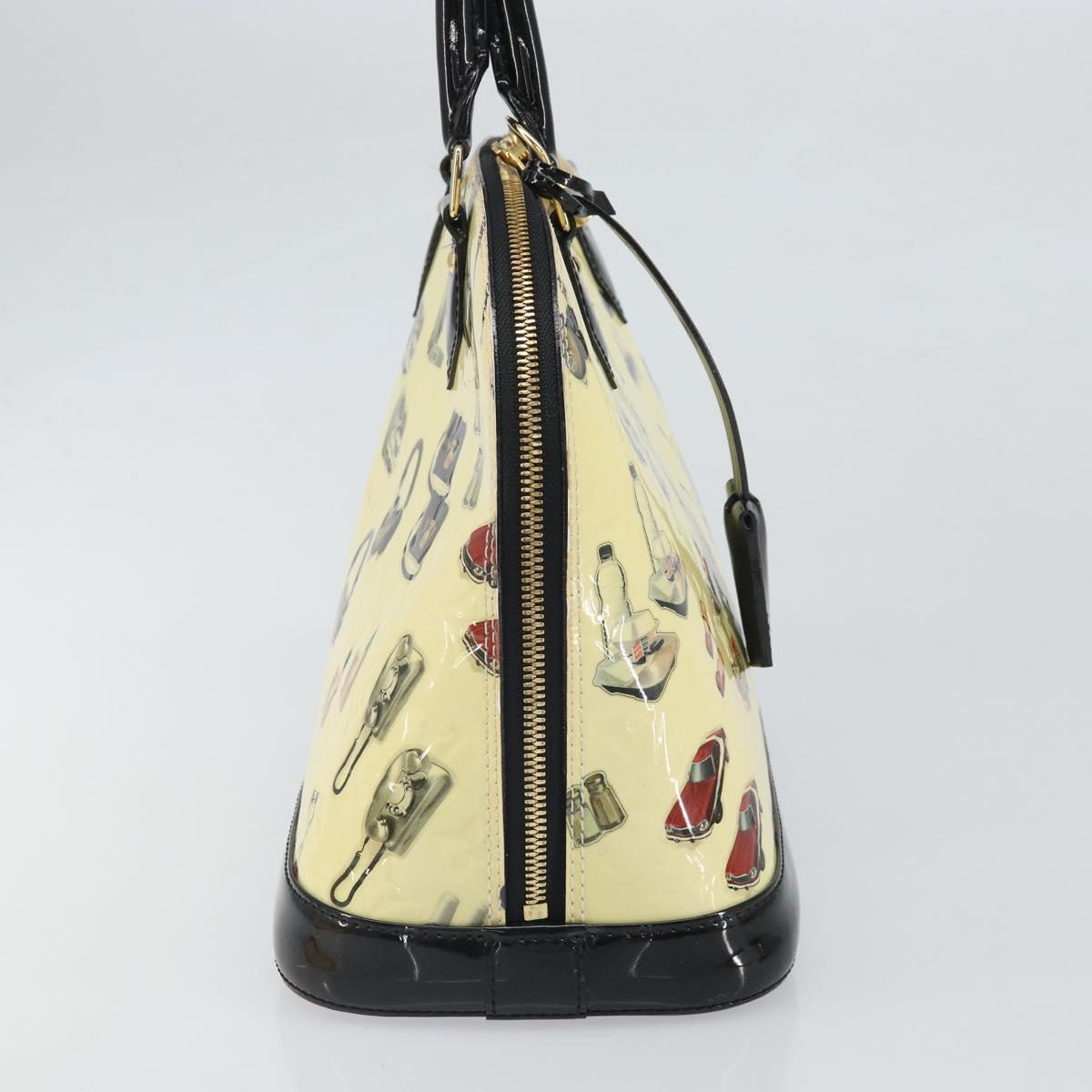 LOUIS VUITTON Vernis Sticker Print Alma PM Hand Bag White M50466 LV Auth 171045