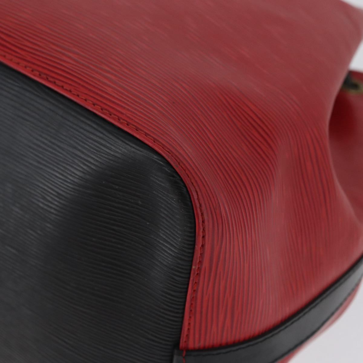 LOUIS VUITTON Epi Petit Noe Shoulder Bag Bicolor Black Red M44172 Auth 171047