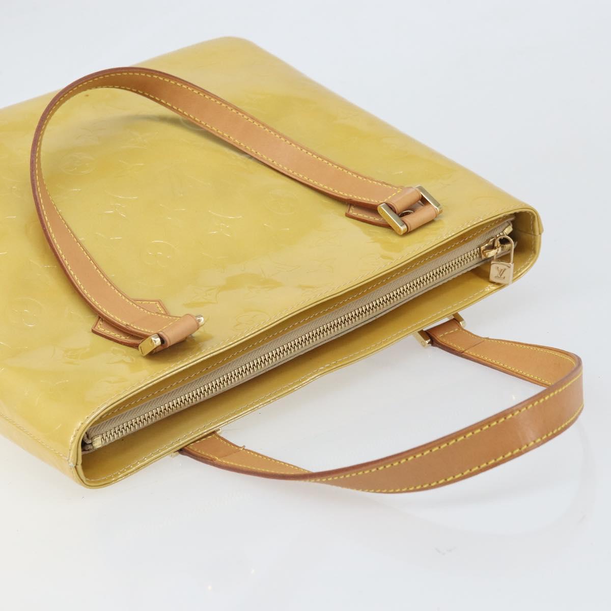 LOUIS VUITTON Monogram Vernis Houston Hand Bag Beige M91004 LV Auth 171052