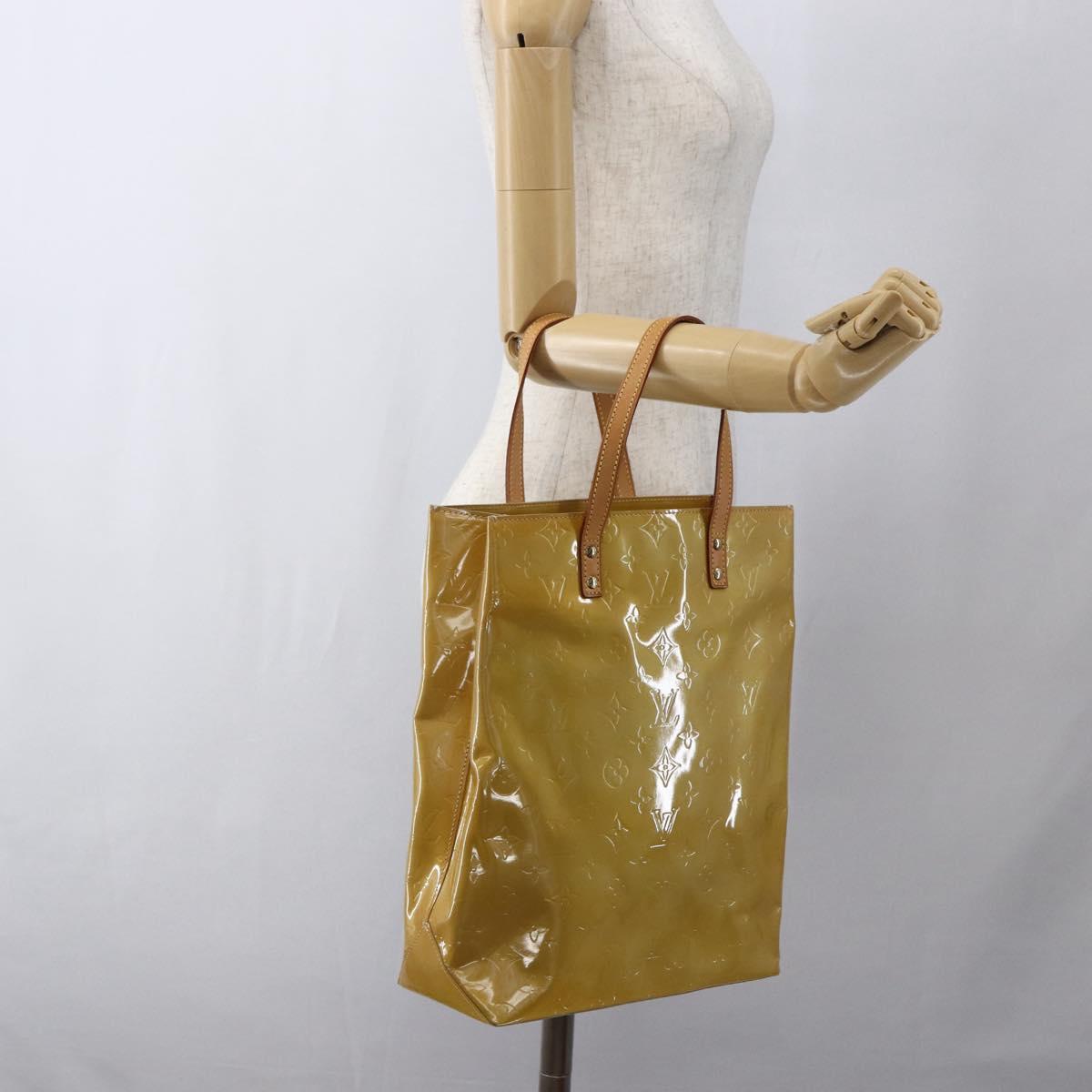 LOUIS VUITTON Monogram Vernis Reade MM Hand Bag Beige M91141 LV Auth 171054