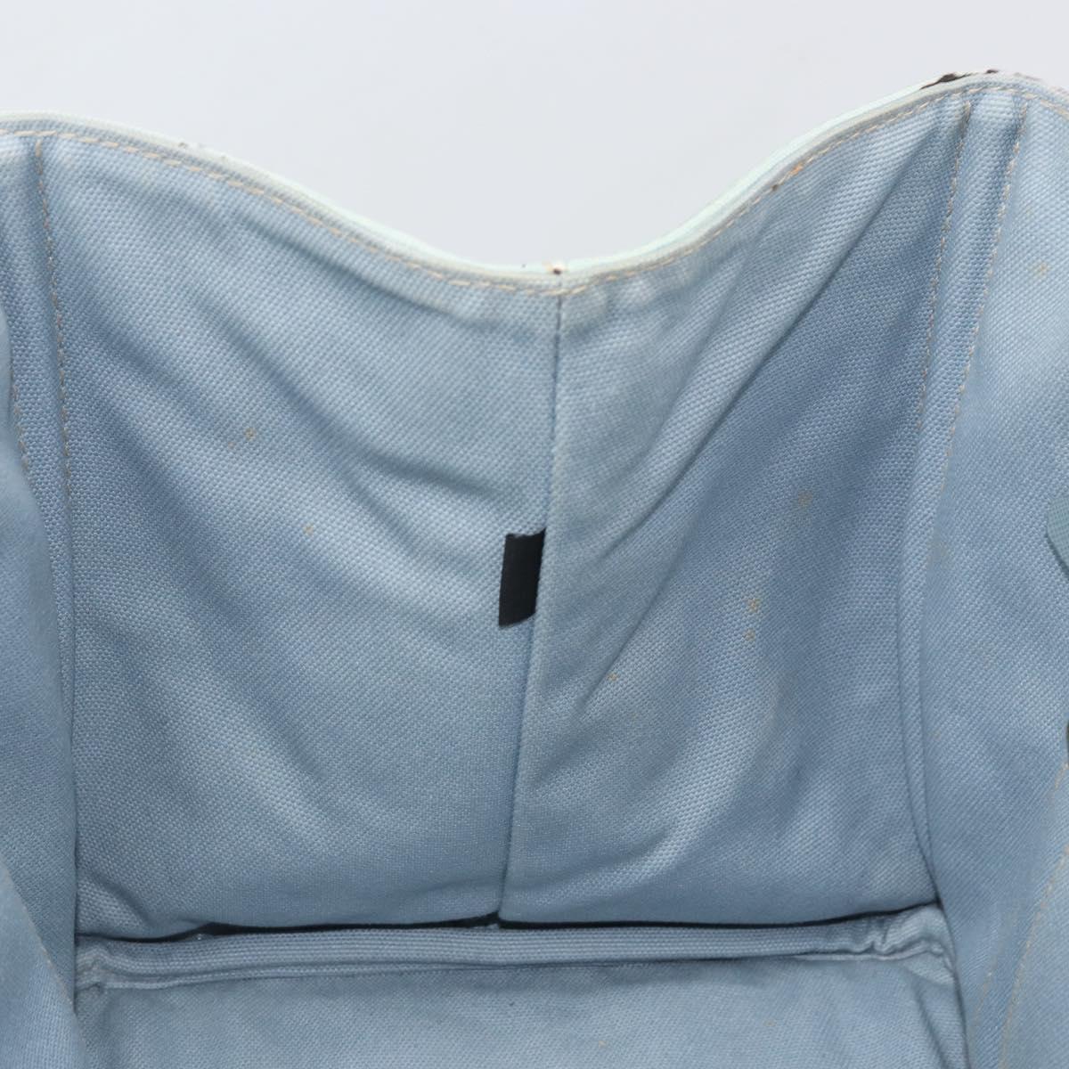 PRADA Canapa MM Hand Bag Canvas Light Blue Gold Auth 171056
