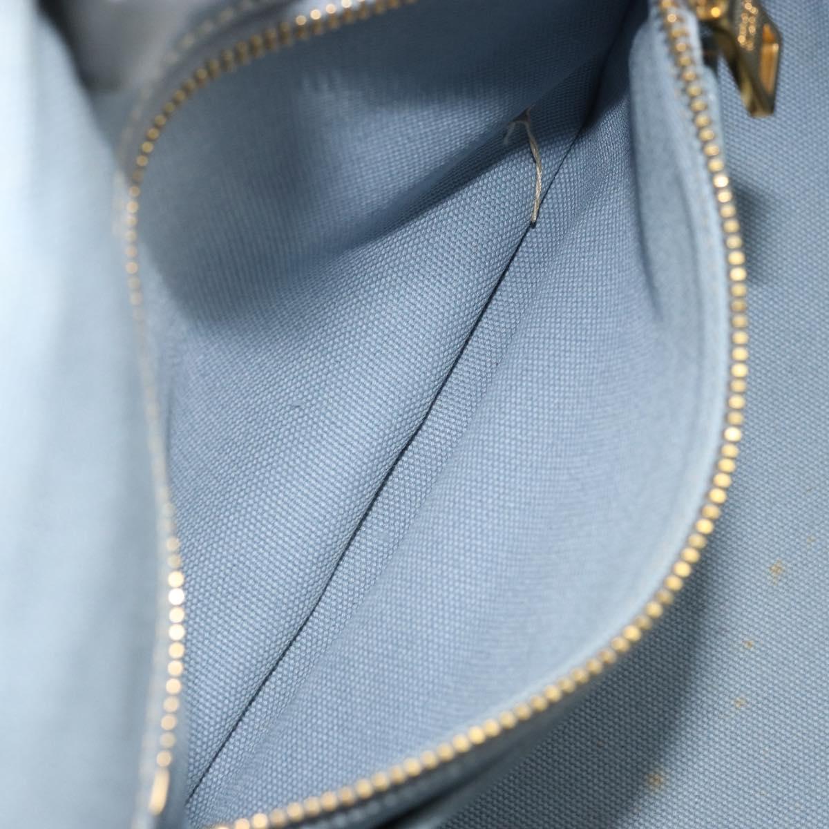 PRADA Canapa MM Hand Bag Canvas Light Blue Gold Auth 171056