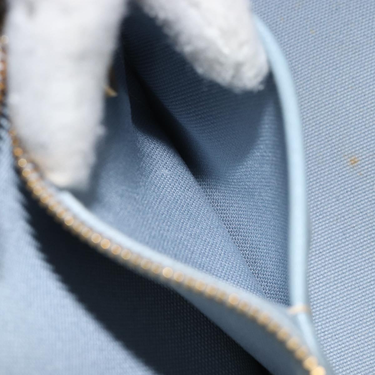 PRADA Canapa MM Hand Bag Canvas Light Blue Gold Auth 171056