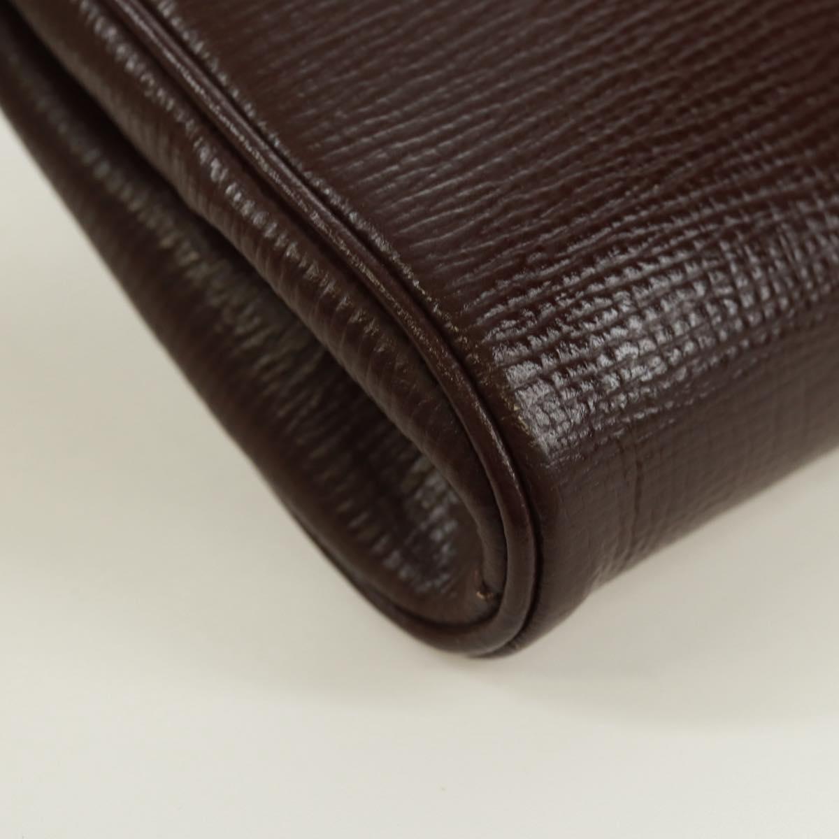 CELINE Circle Shoulder Bag Leather Brown Gold Auth 171061A