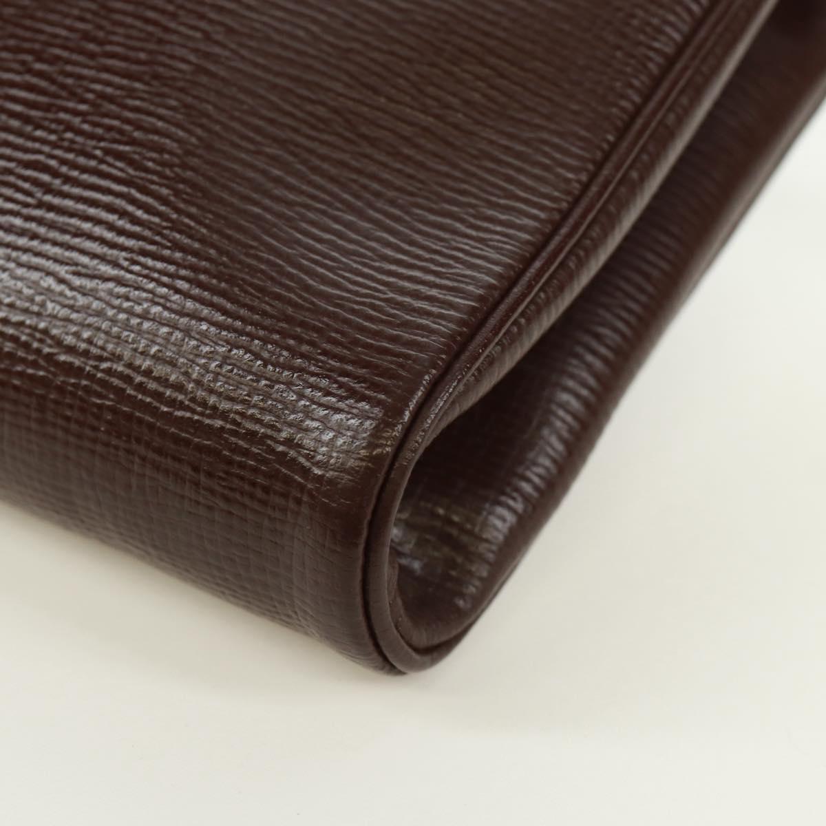 CELINE Circle Shoulder Bag Leather Brown Gold Auth 171061A