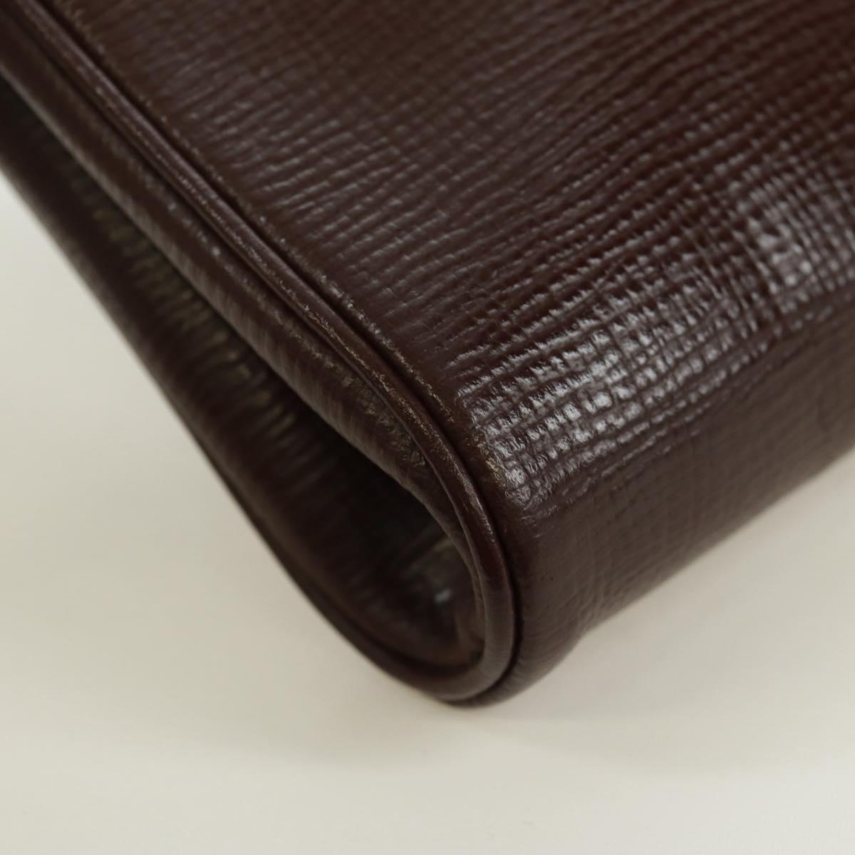 CELINE Circle Shoulder Bag Leather Brown Gold Auth 171061A