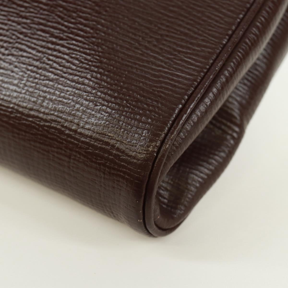 CELINE Circle Shoulder Bag Leather Brown Gold Auth 171061A
