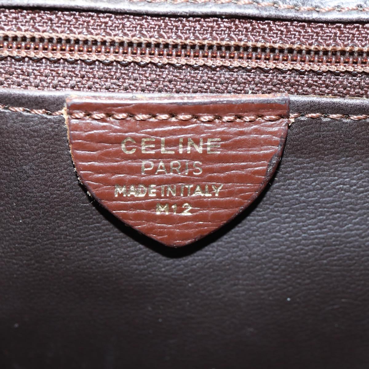 CELINE Circle Shoulder Bag Leather Brown Gold Auth 171061A