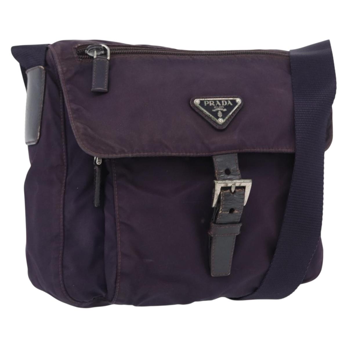PRADA Shoulder Bag Nylon Purple Silver Auth 171063