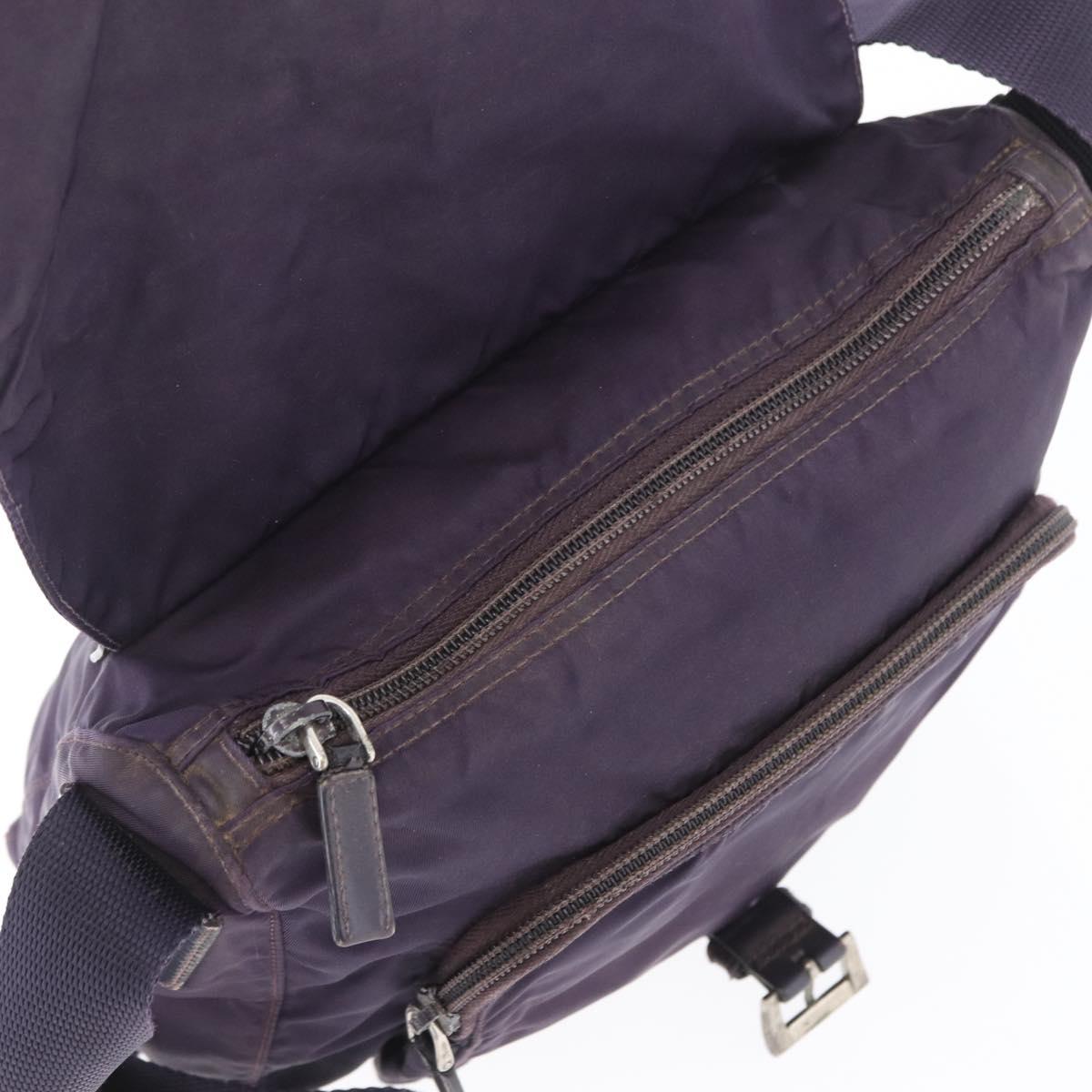 PRADA Shoulder Bag Nylon Purple Silver Auth 171063