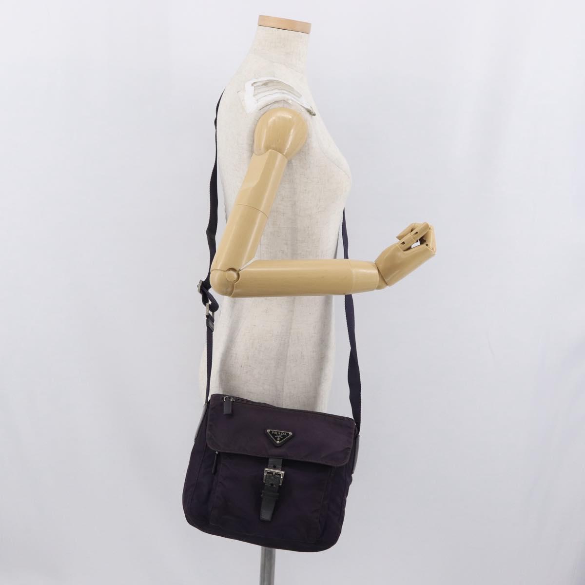 PRADA Shoulder Bag Nylon Purple Silver Auth 171063