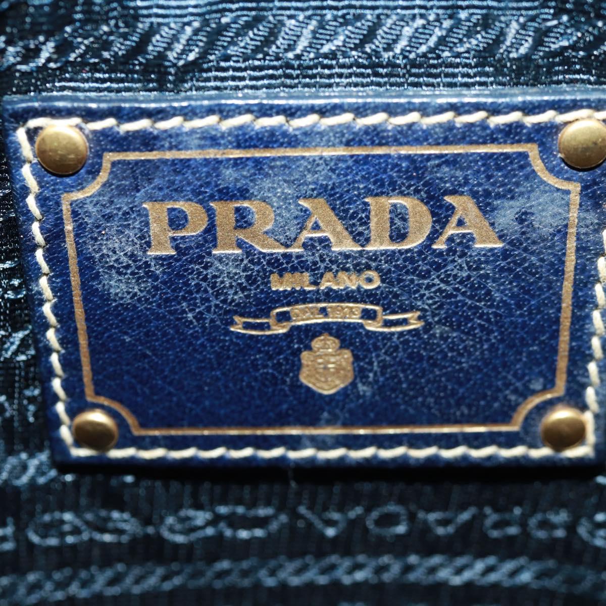 PRADA Shoulder Bag Nylon Blue Gold Auth 171065V