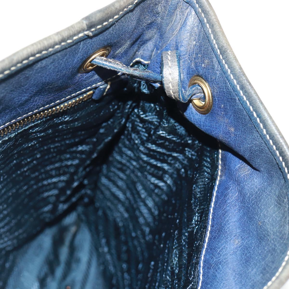 PRADA Shoulder Bag Nylon Blue Gold Auth 171065V