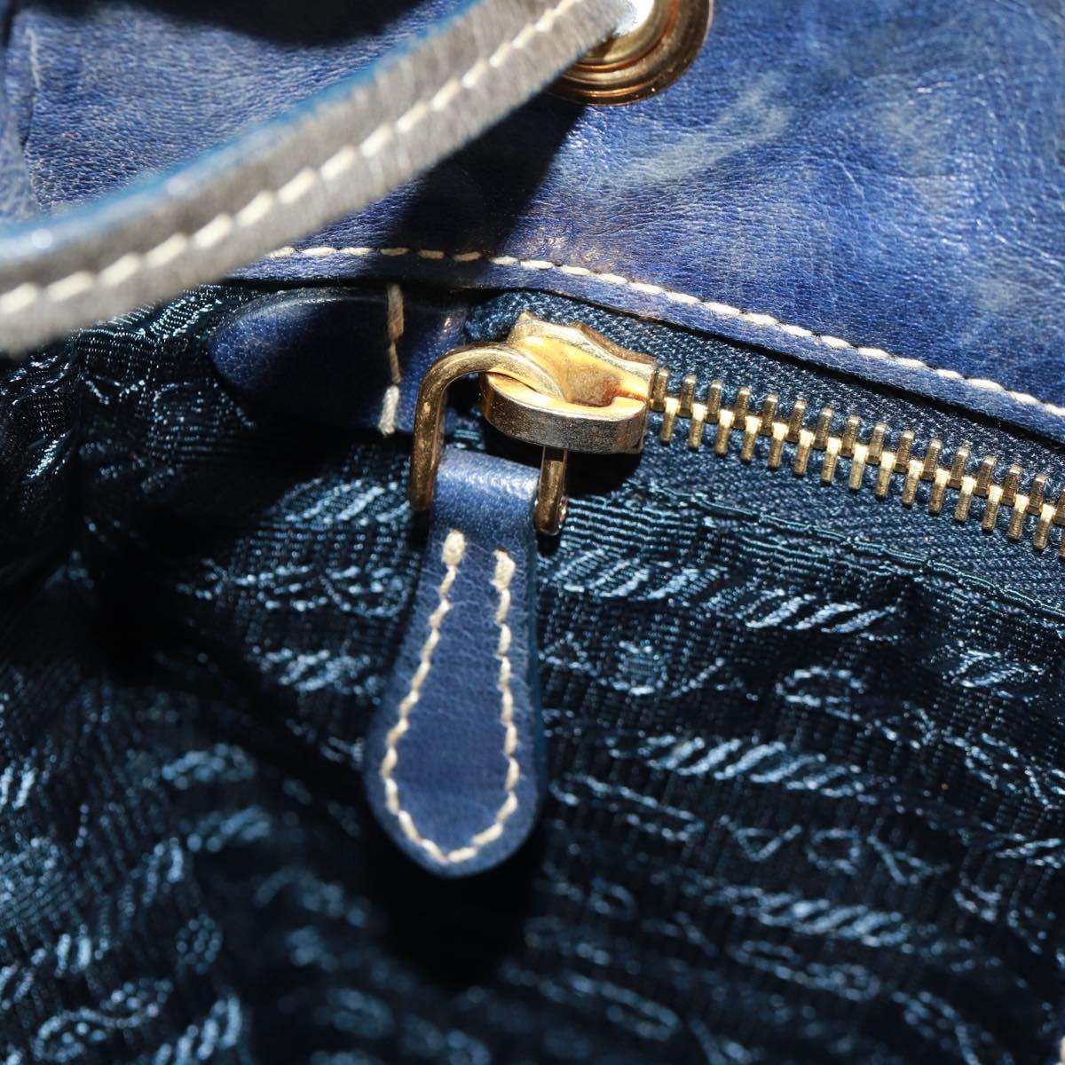 PRADA Shoulder Bag Nylon Blue Gold Auth 171065V