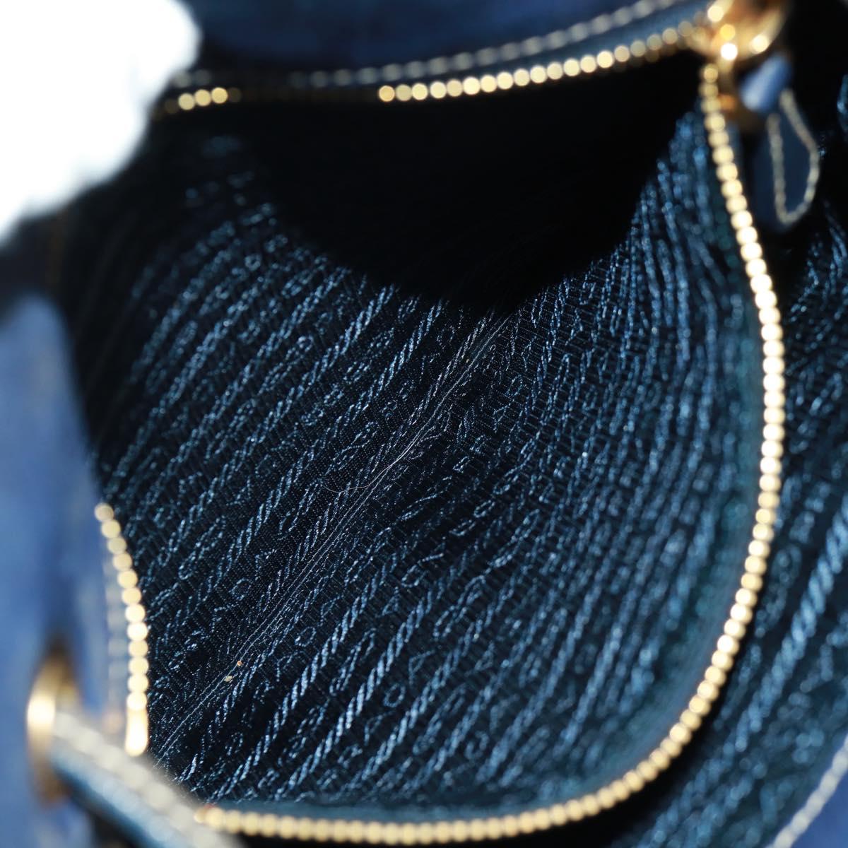 PRADA Shoulder Bag Nylon Blue Gold Auth 171065V