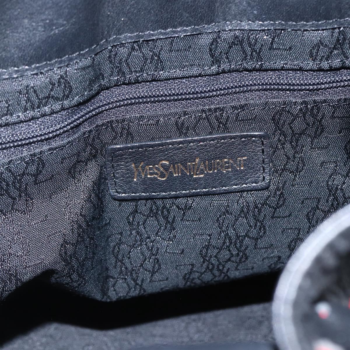 SAINT LAURENT Shoulder Bag Leather Black Red gold Auth 171068V